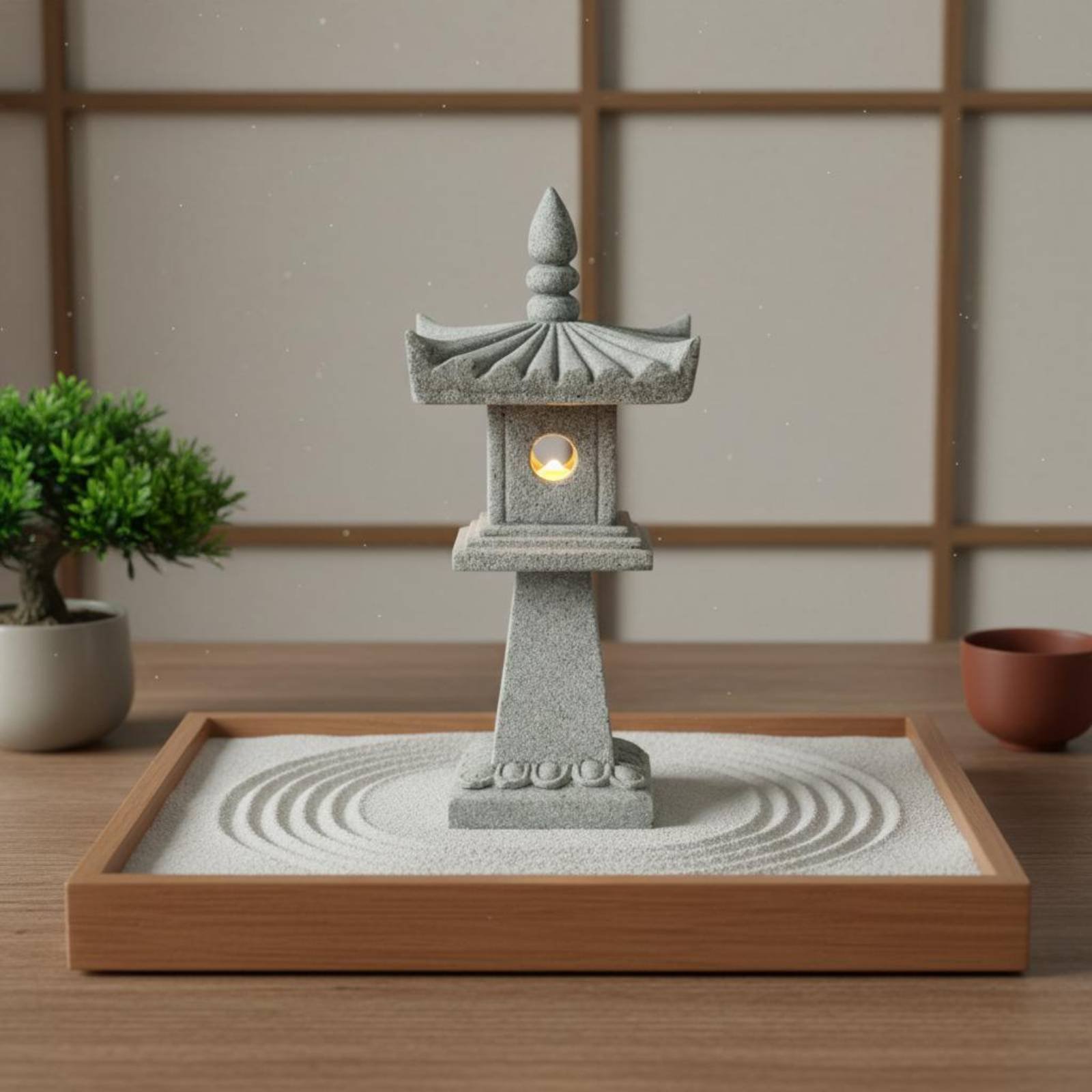 Smart Garden Mini - Miniature Stone Lantern Antique Finish Bonsai