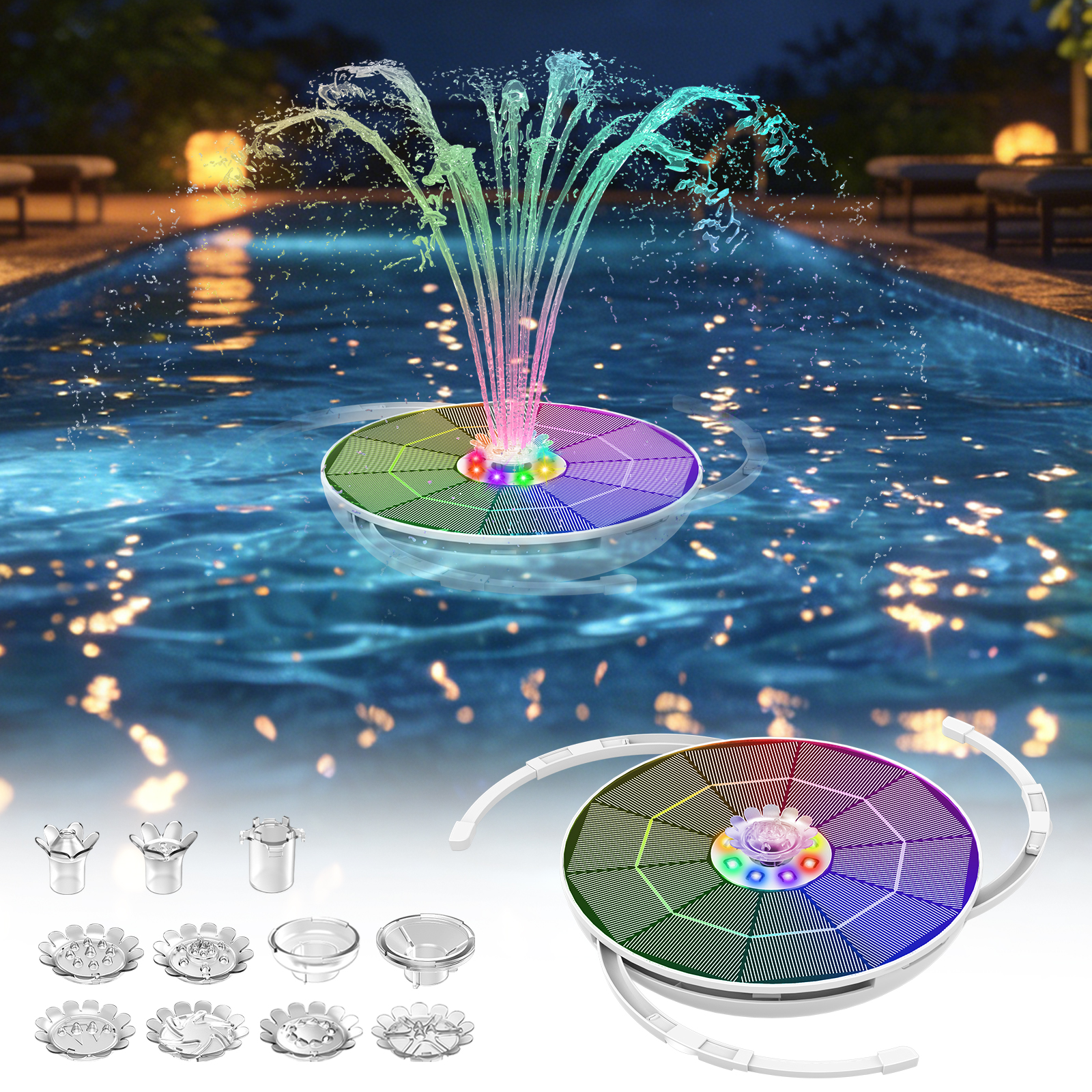 Smart Garden Lamp - 6.5W Solar Fountain Built in 3000mAh
