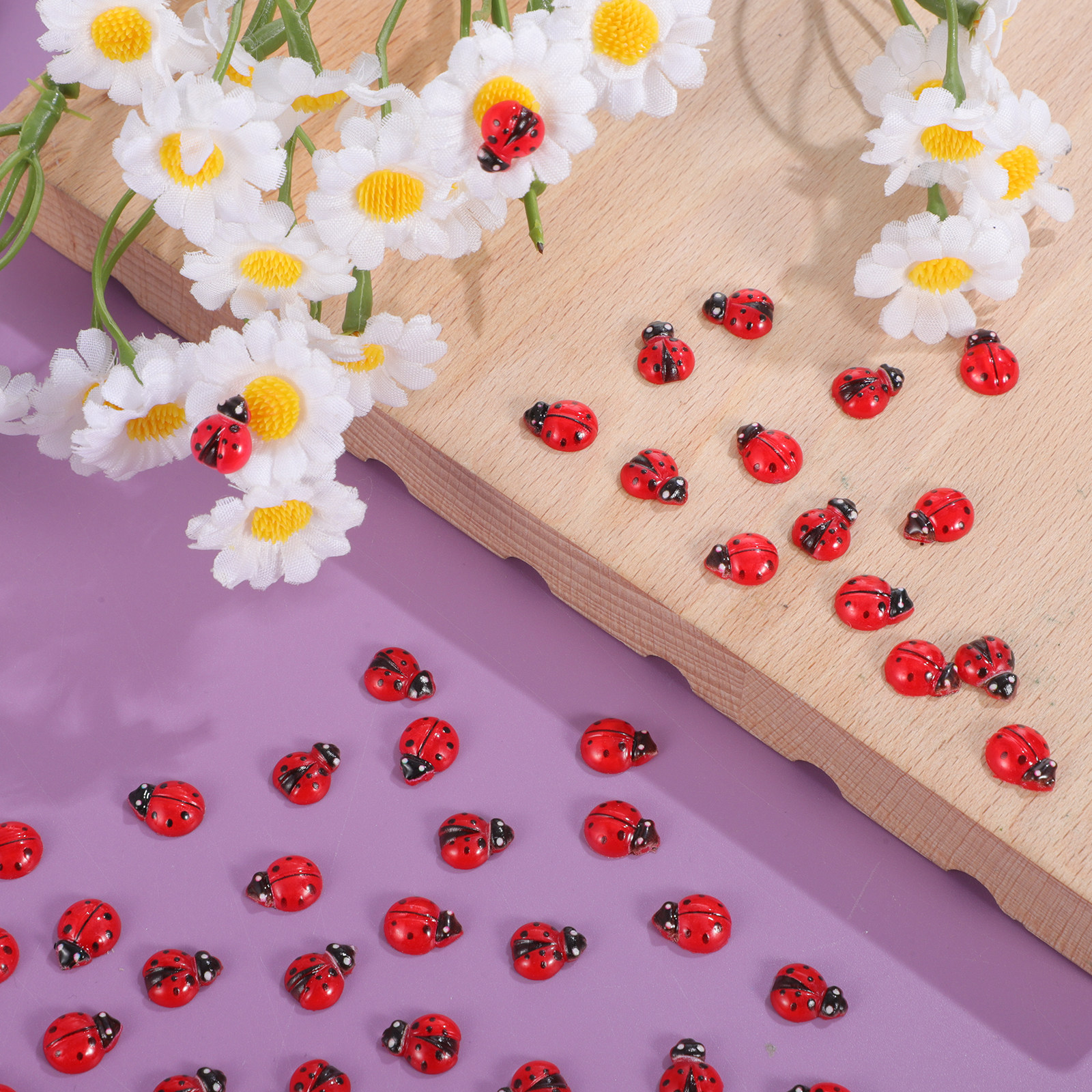 Smart Garden Mini - 100Pcs Mini Ladybug Resin Small Garden