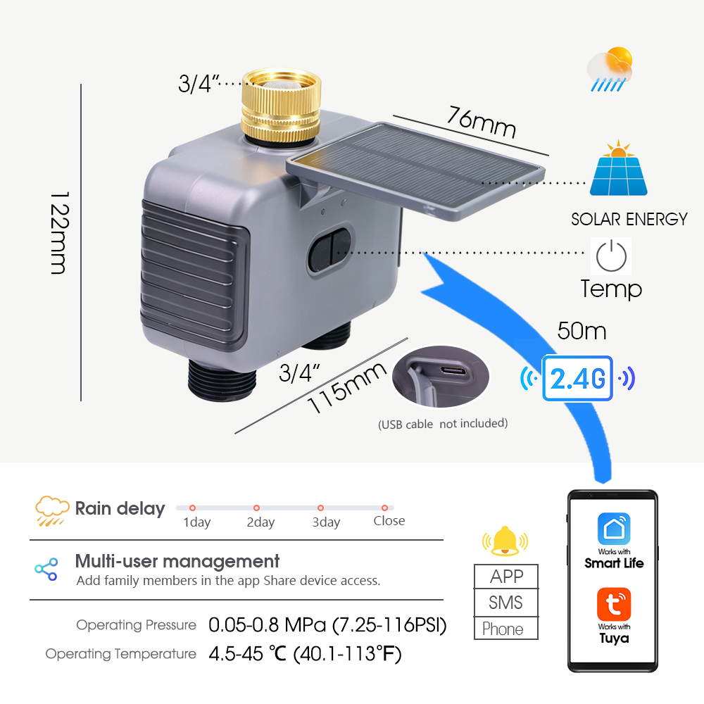 Tuay Smart Solar 2-Zone Wateri - Smart Garden Tap avaliação e preço