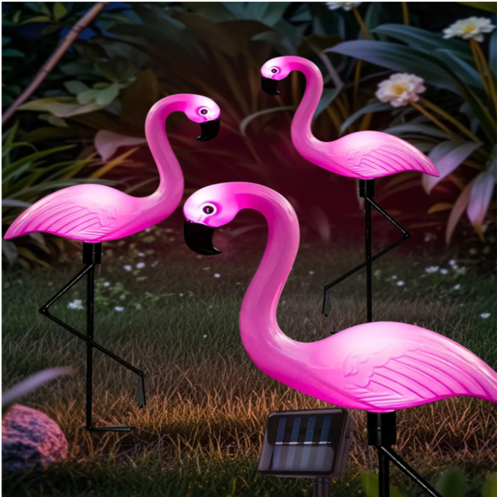 3Pcs Solar Powered Flamingo Gr - Smart Garden Solar avaliação e preço