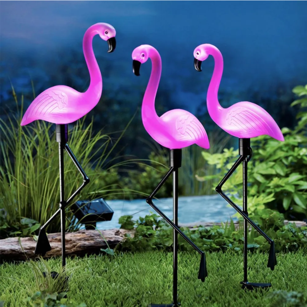 3Pcs Solar Powered Flamingo Gr - Smart Garden Solar avaliação e preço