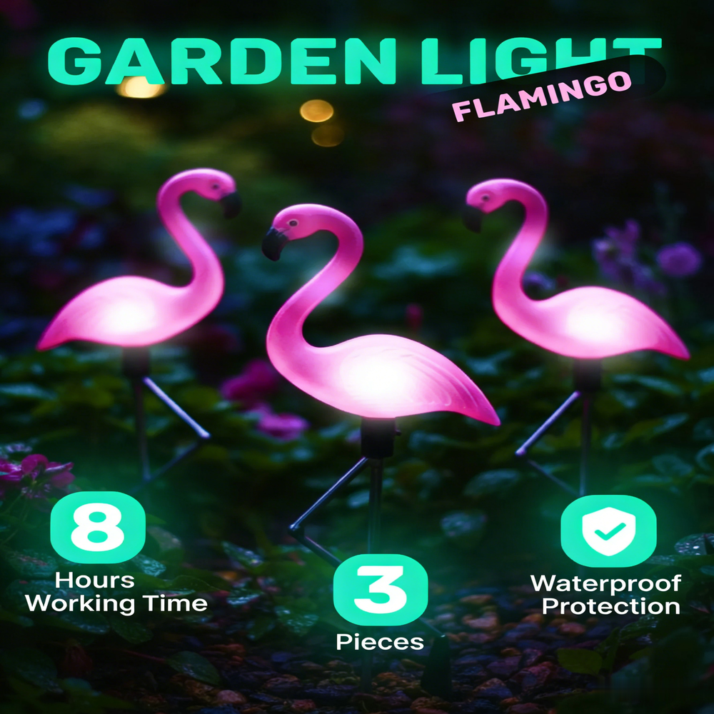 3Pcs Solar Powered Flamingo Gr - Smart Garden Solar avaliação e preço