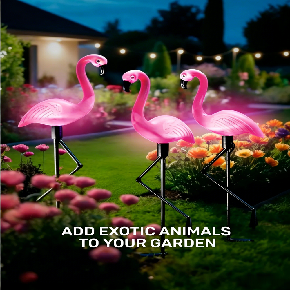 3Pcs Solar Powered Flamingo Gr - Smart Garden Solar avaliação e preço