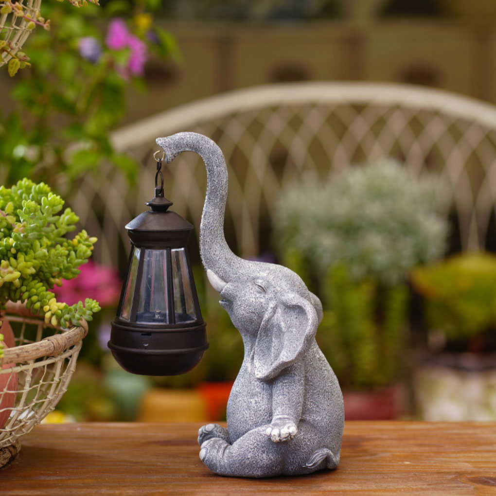 Resin Elephant Statue Ornament - Smart Garden Solar avaliação e preço