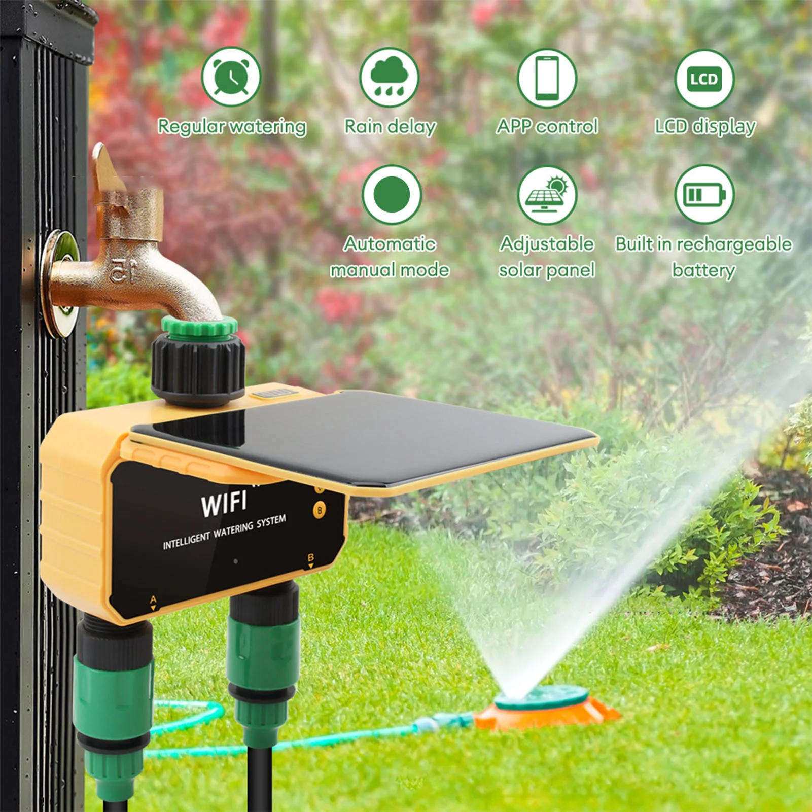 Solar WiFi Smart Irrigation Ti - Smart Garden Sprinkler avaliação e preço
